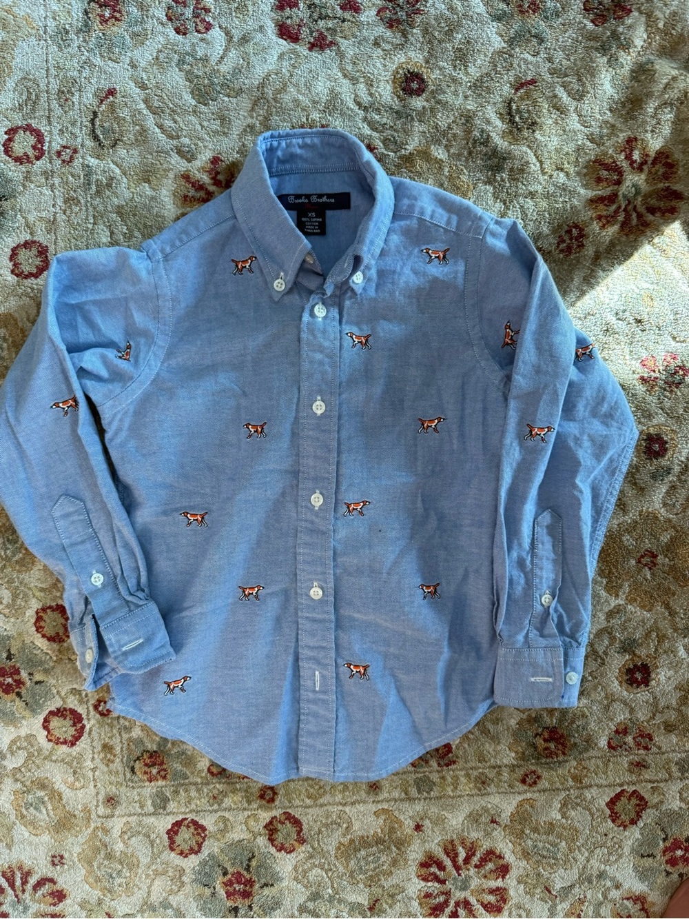 Brooks Brothers Light Blue Button-Down Shirt with Fox Embroidery